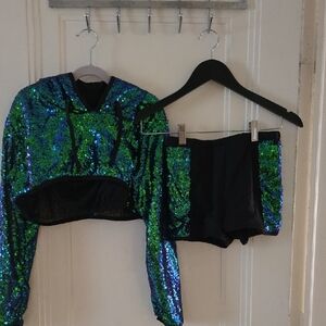 Revolution Green and Blue Sequin Dance Costume